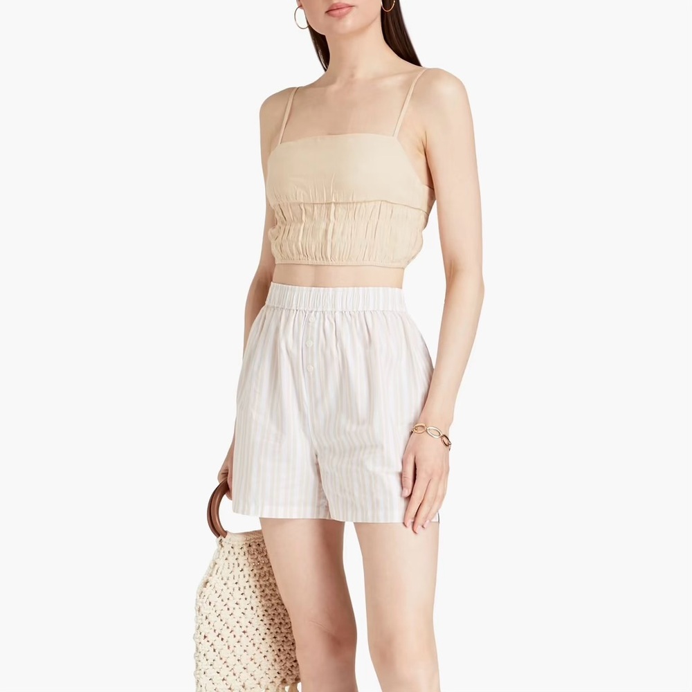 ONIA - AIR LINEN SMOCKED TANK - SAND - MEDIUM